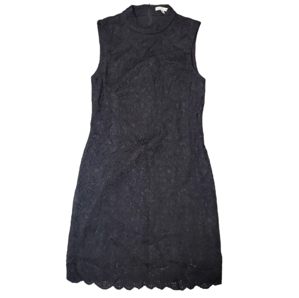 Rebecca Minkoff Womens Black Floral Lace Mock Neck Sleeveless Dress Size 00